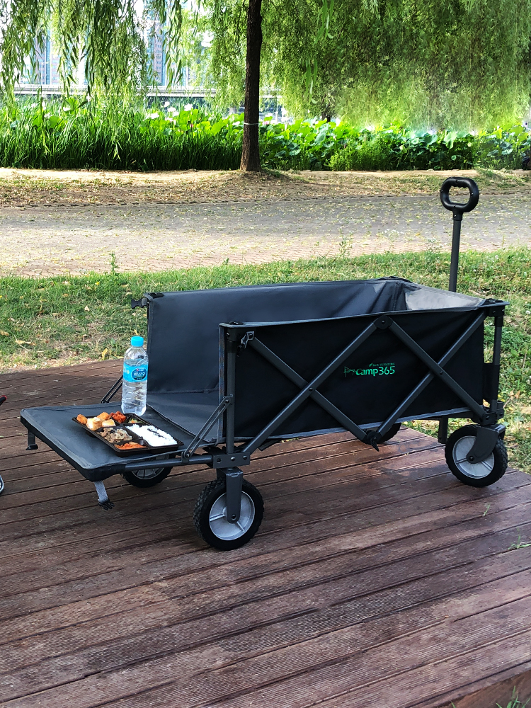 캠프365 파파웨건 스포츠 블랙 뒷문개방 내하중120kg 낚시 캠핑 카트