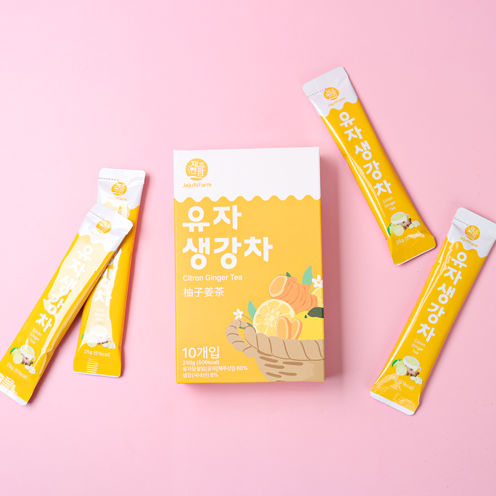 제주가 키운 유자생강차 스틱청 10개입 - 상품 이미지