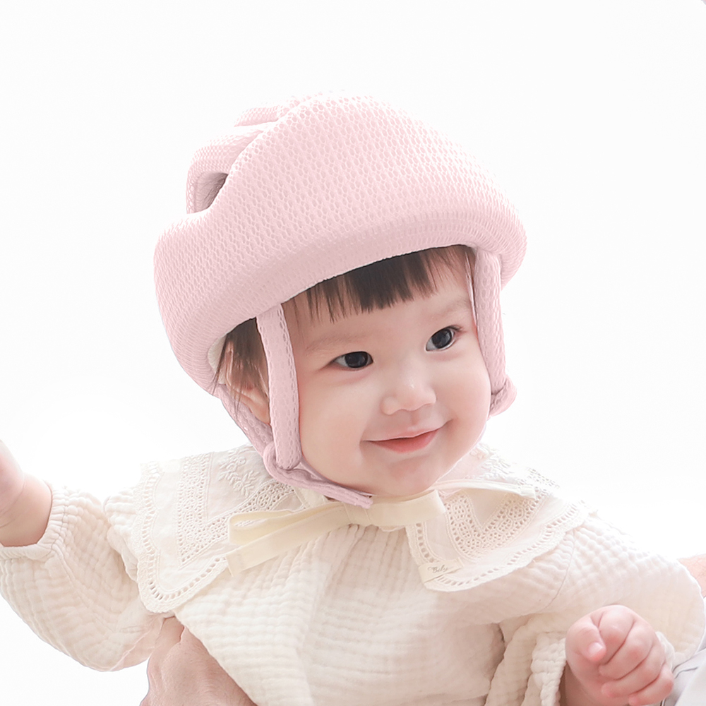 베이비팜 아기 머리 보호 헬멧 보호대 뒷쿵 두상케어 텐셀 에어메쉬 교정 쿠션 안전모 베이지 이미지 2