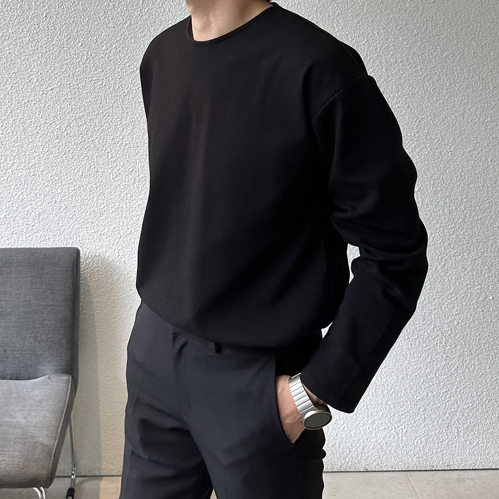 남자긴팔티 이너 코듀로이 보트넥 티셔츠 이미지 3