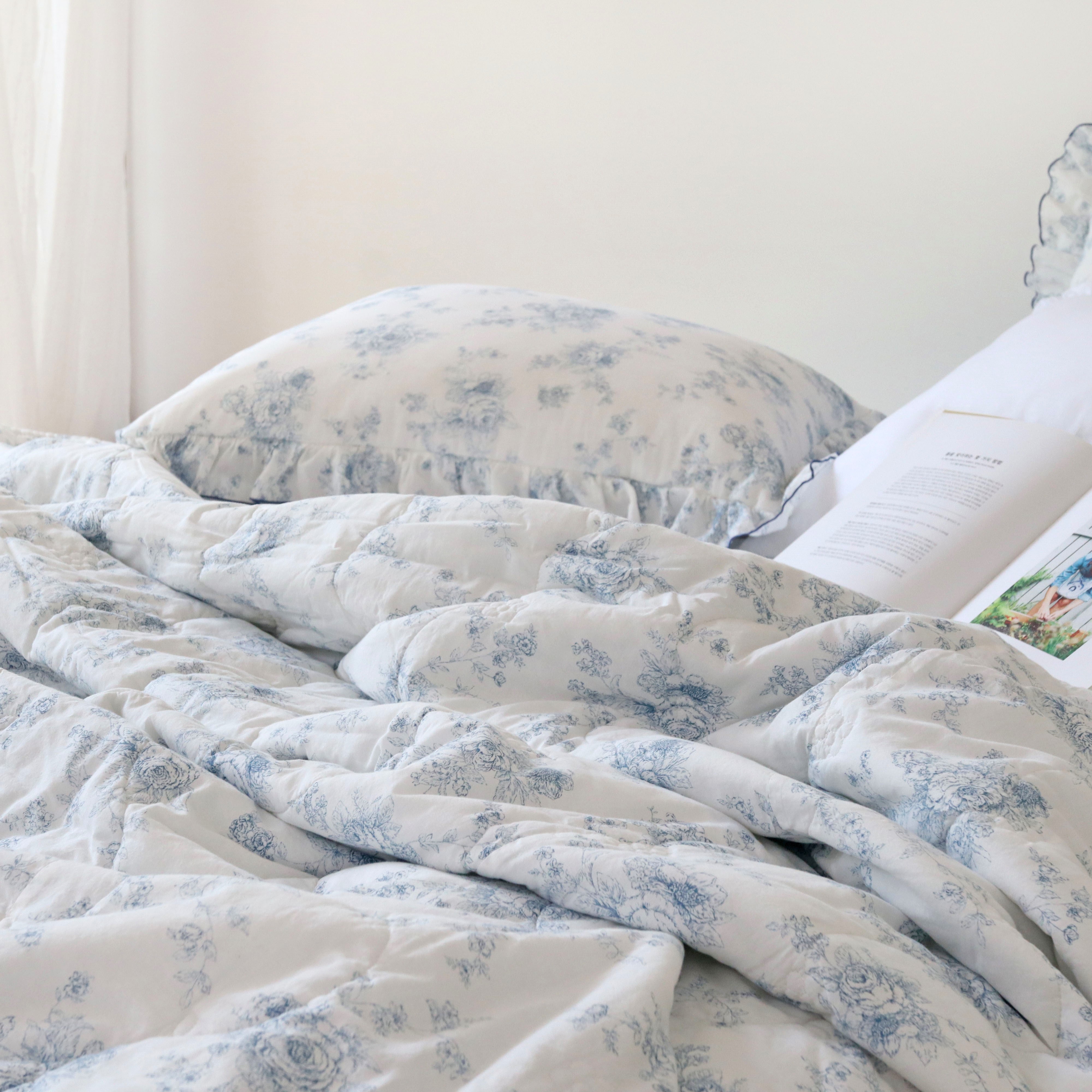 마리 여름 간절기 부드러운 워싱 60수 순면 꽃무늬 차렵이불 세트 SS