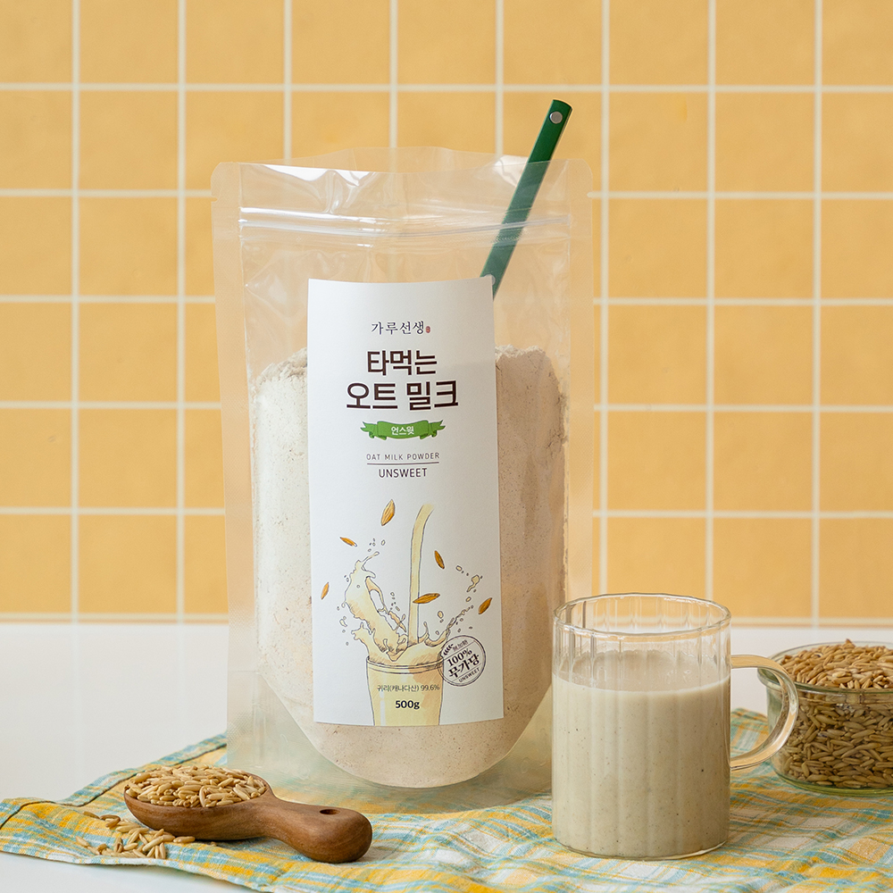 가루선생 타먹는 오트밀크 언스윗 500g 무가당 껍질까지 사용한 귀리우유 오트밀 우유 - 상세 이미지 2