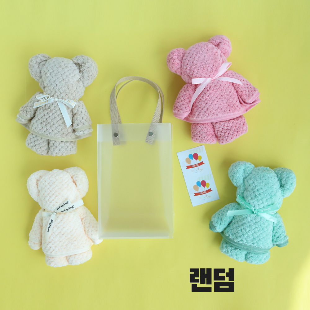 니즈엘 고리 수건 곰 타올(대) 75x35 어린이집 생일 답례품 반투명 가방(소) - 상세 이미지 5