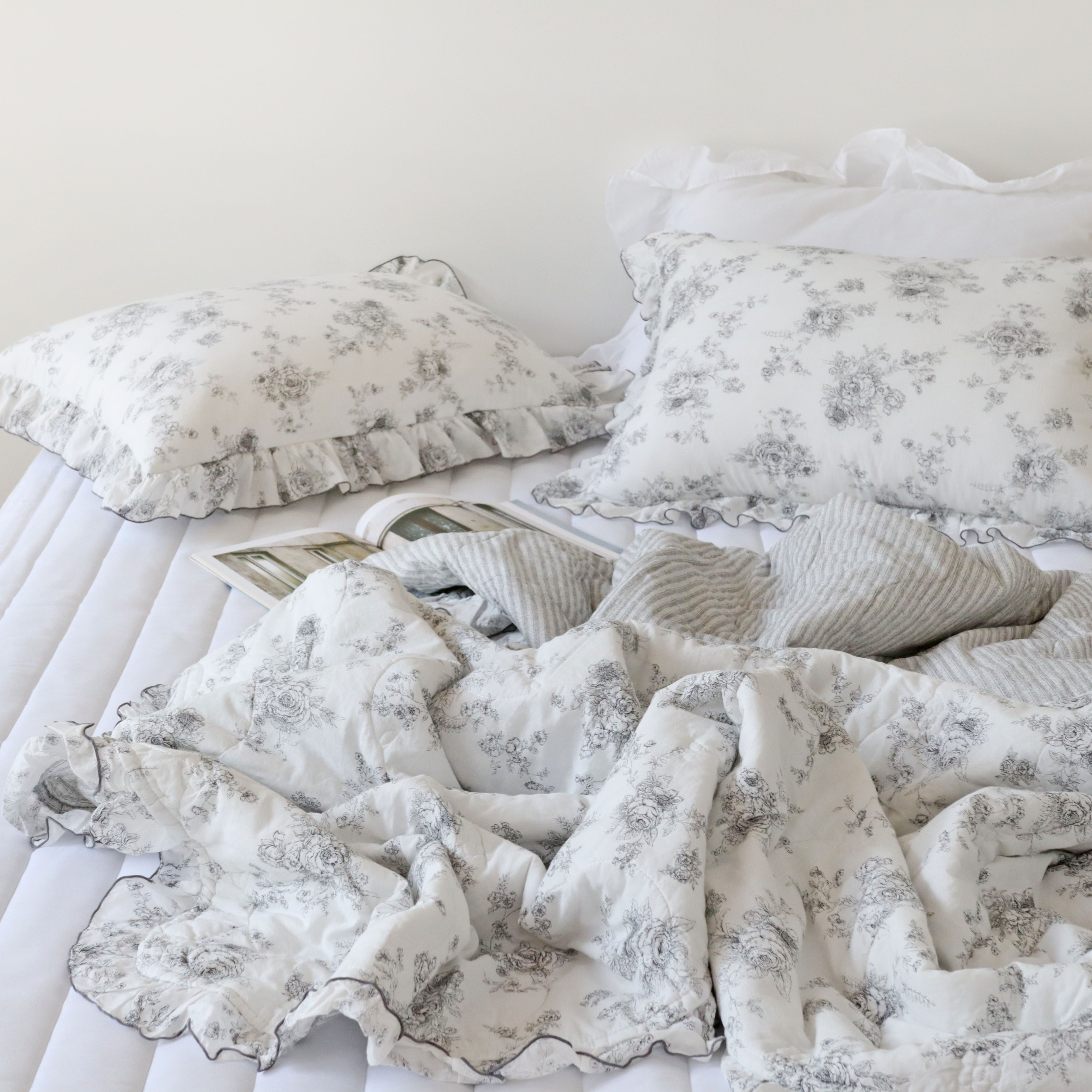 마리 여름 간절기 부드러운 워싱 60수 순면 꽃무늬 차렵이불 세트 SS