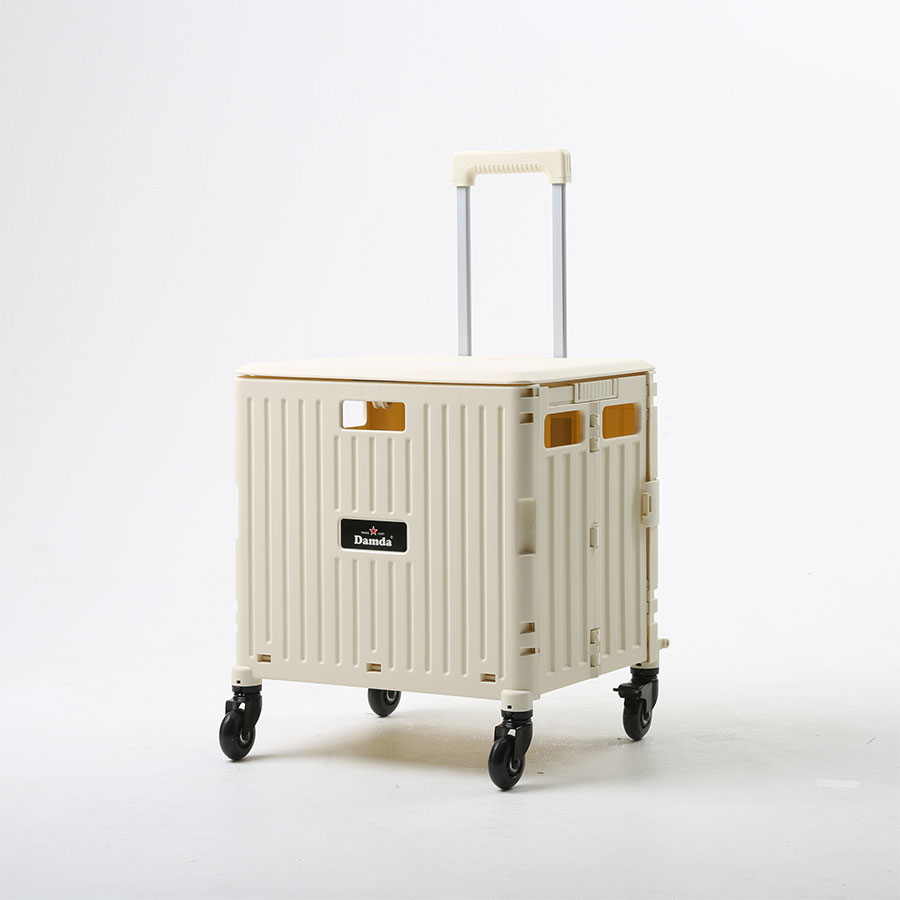 담다 쇼핑카트 아이보리 폴딩카트 바퀴달린시장바구니 접이식 장바구니캐리어 마트 손수레