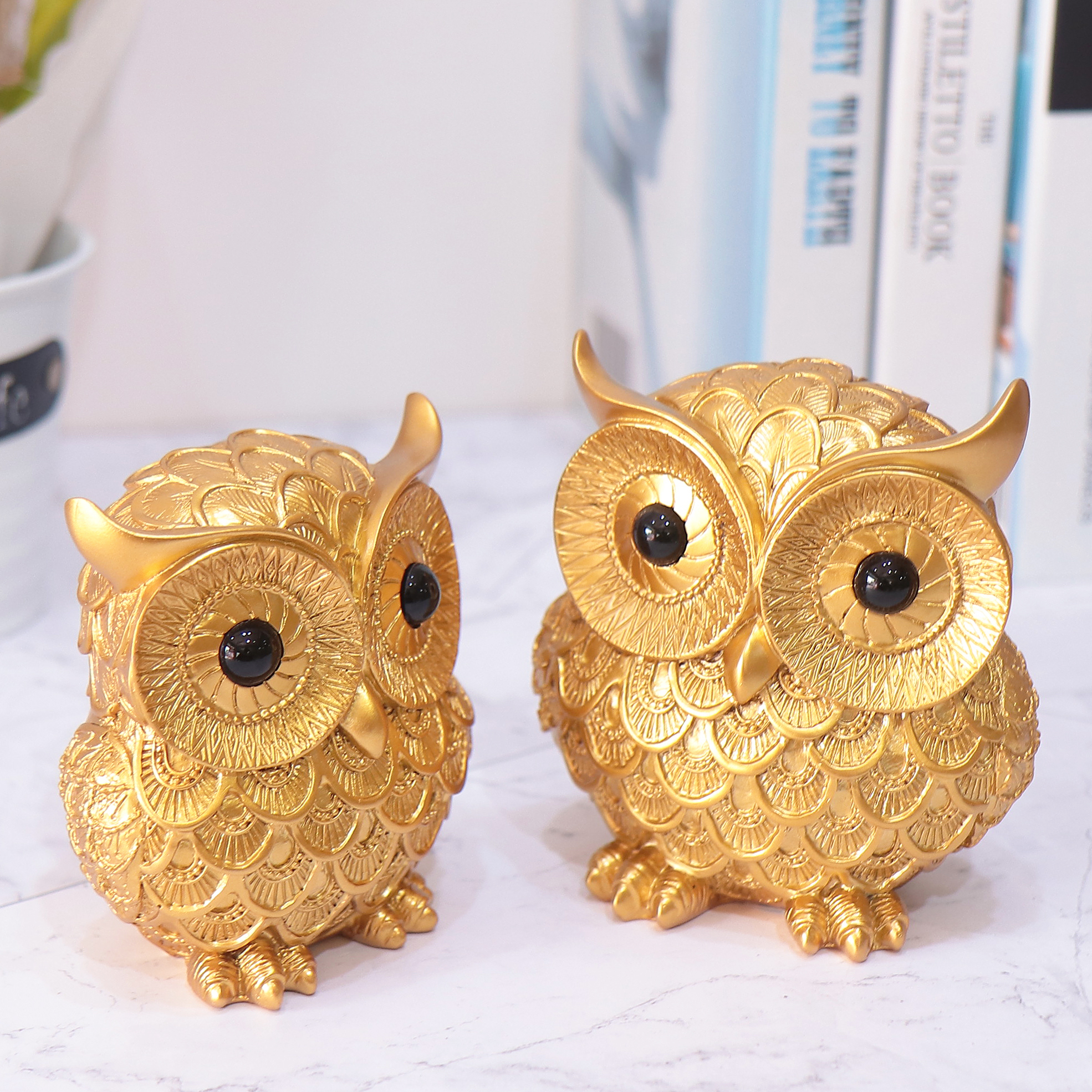풍수 인테리어 소품 집들이선물 개업선물 골드 부엉이 장식품 AD-01G 2P