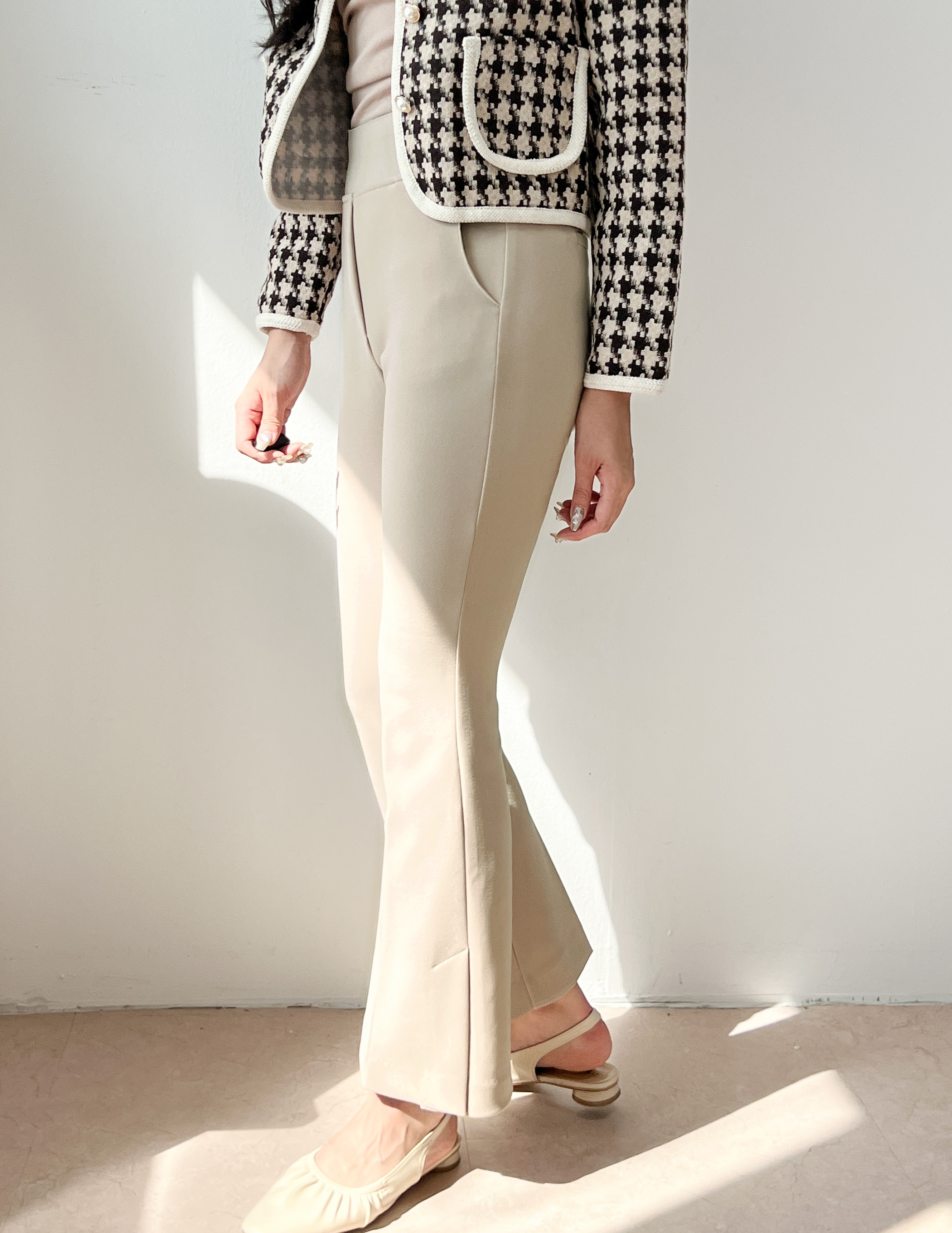 [리즈매직] ver.2 시론티 슬림핏 하이웨스트 빅밴딩 슬릿 부츠컷 슬랙스 팬츠 - 상세 이미지 5