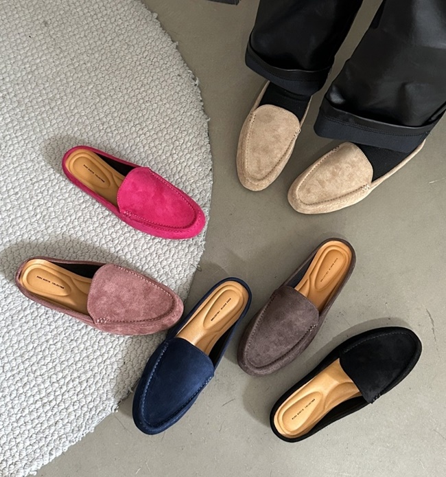 가죽 여성 스웨이드 폭신한 세무 뮬 블로퍼 슬리퍼