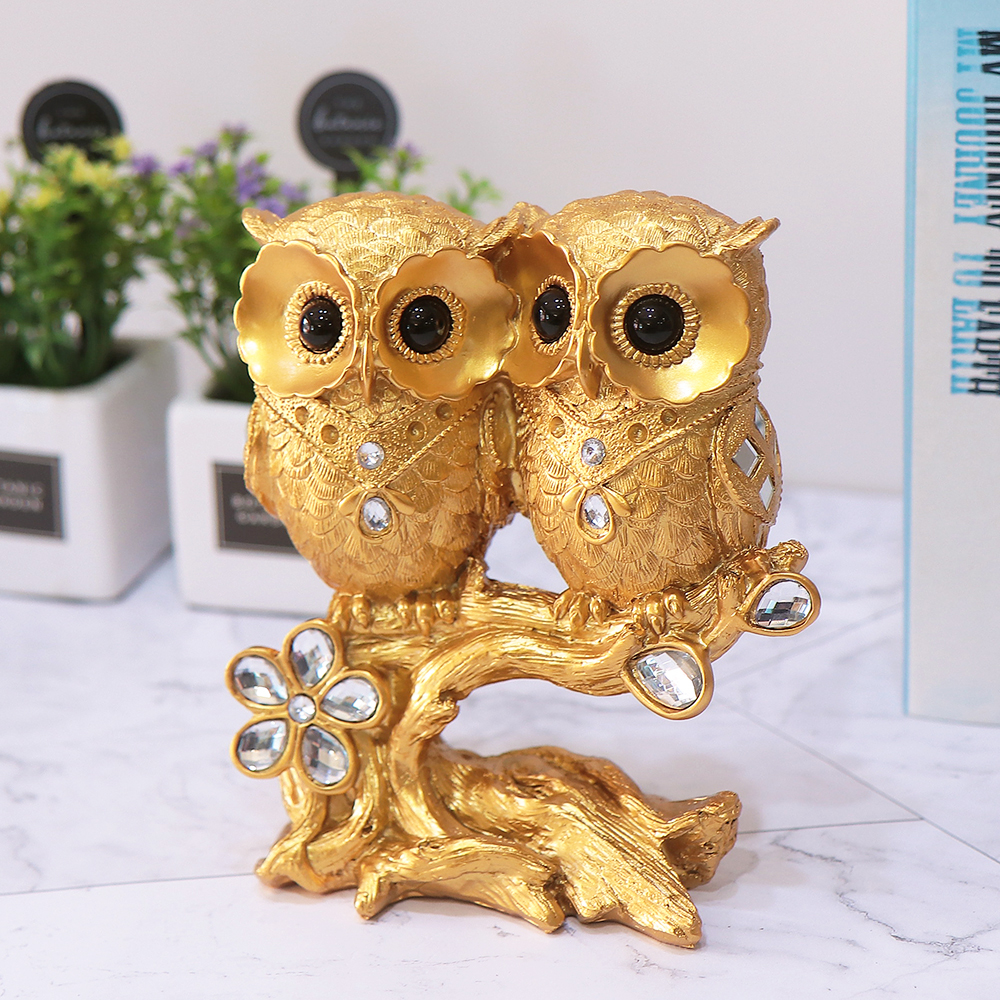 황금 부엉이 장식품 부엉이 장식 소품 풍수 인테리어 집들이선물 개업선물