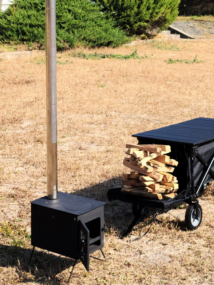 캠프365 화목난로 260 캠핑 화로대 미니화로 차박 불멍 요리 장작 난방 연통 동계캠핑