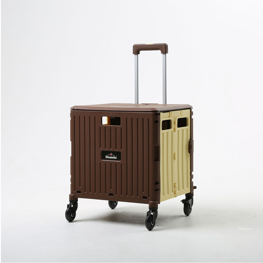 담다 접이식카트 브라운 장바구니캐리어 폴딩카트 4바퀴 시장바구니 쇼핑 마트 캠핑 손수레