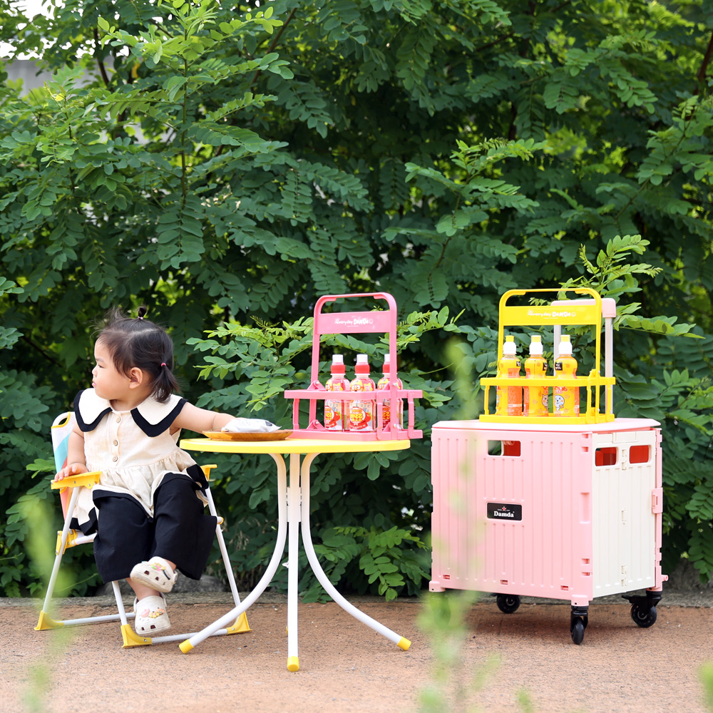 담다 장바구니캐리어 바퀴달린 폴딩카트4바퀴 시장바구니 접이식카트 마트 캠핑 손수레 핑크