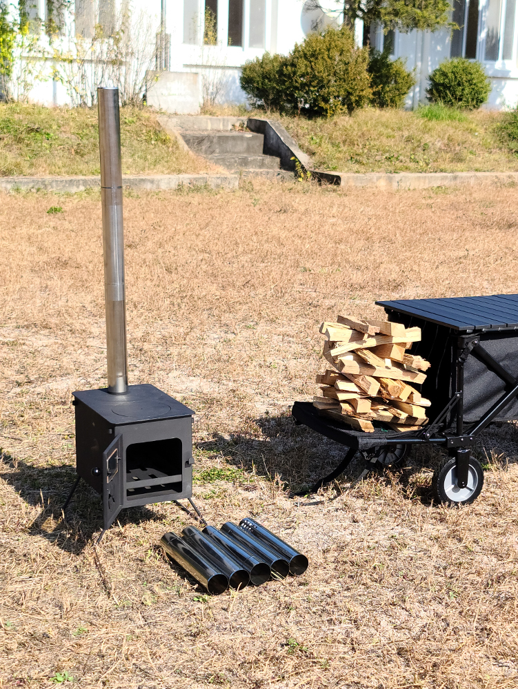 캠프365 화목난로 캠핑 화로대 미니화로 차박 불멍 요리 장작 난방 연통 시그니처 동계캠핑