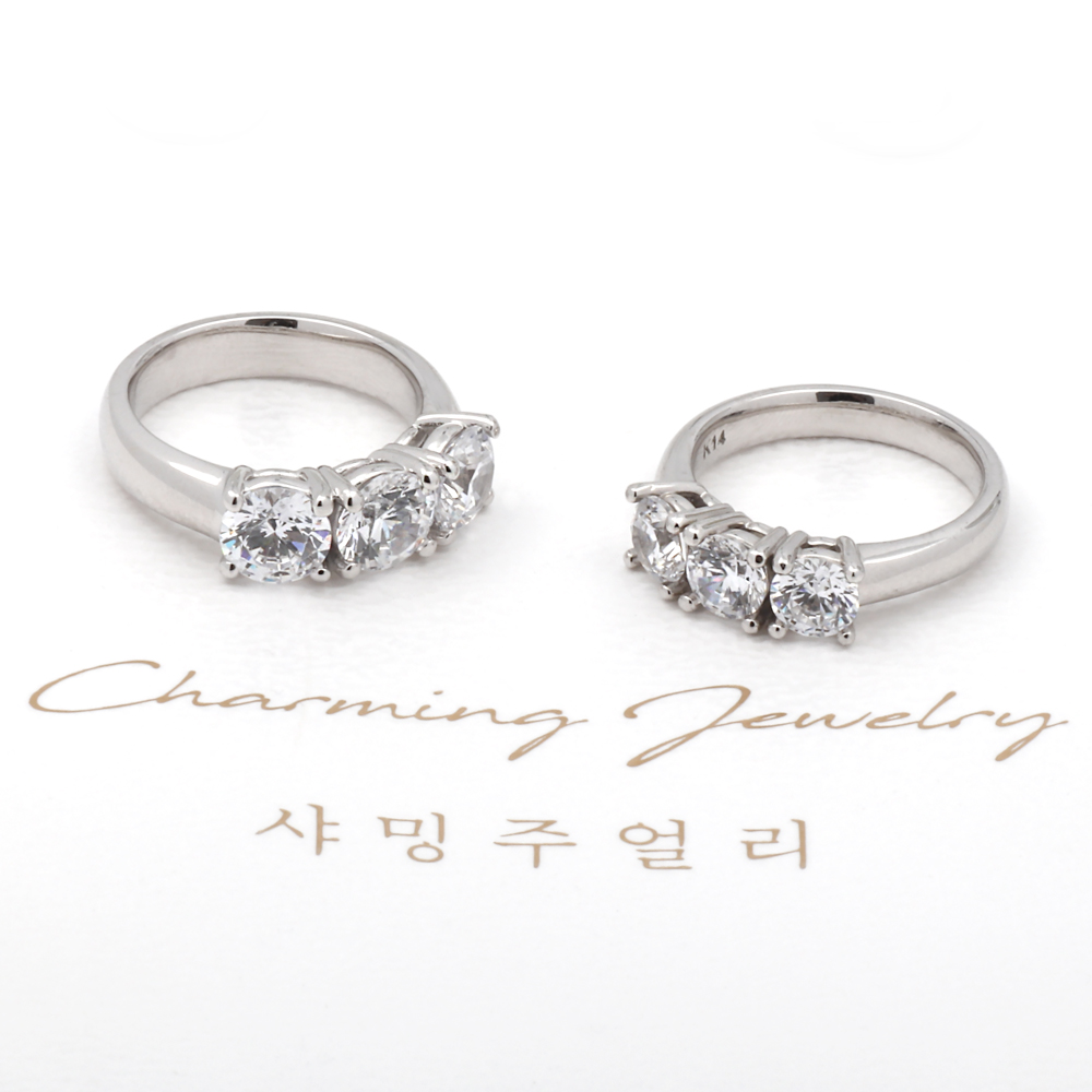 5부 1.5캐럿 다이아 반지 결혼 기념일 쓰리 스톤 프러포즈 생신 천연 현대 우신 - 상세 이미지 3