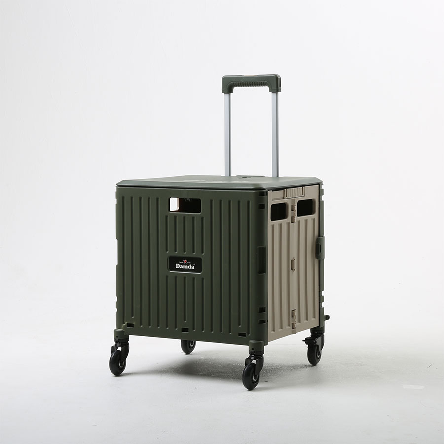 담다 쇼핑카트 카키 바퀴달린시장바구니 폴딩 장바구니캐리어 접이식카트 마트 손수레 대형