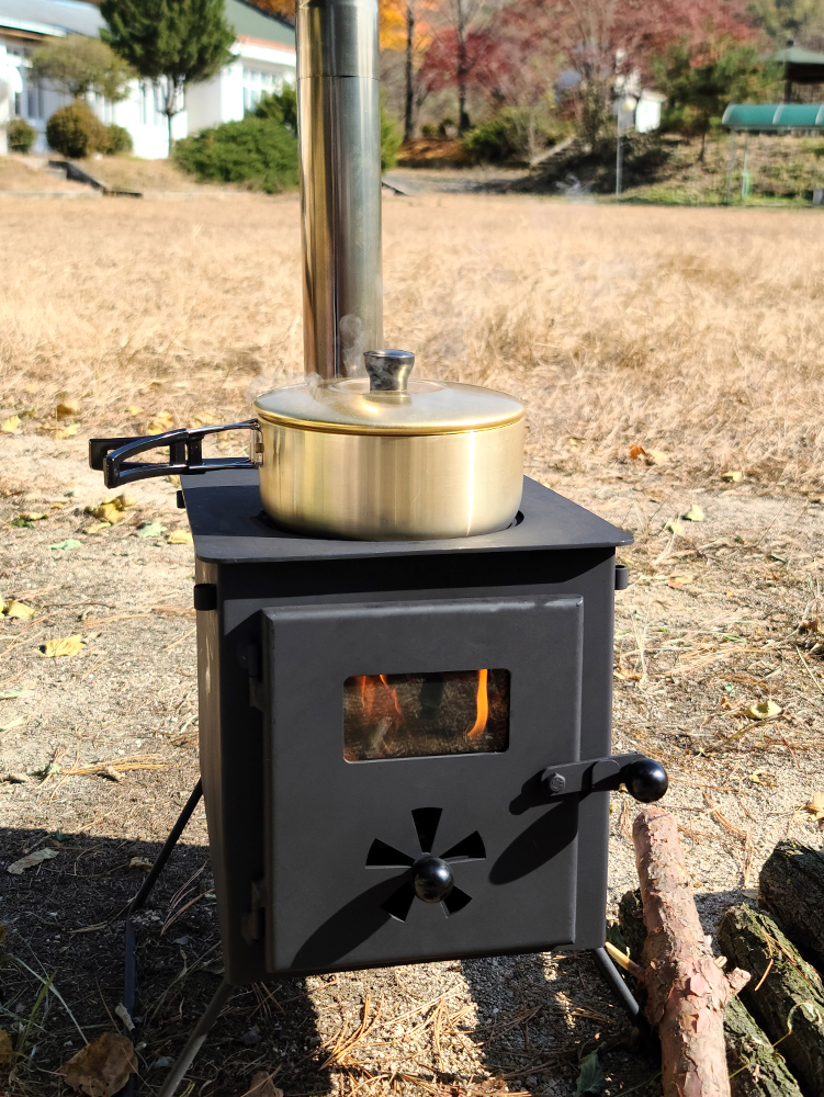 캠프365 화목난로 캠핑 화로대 미니화로 차박 불멍 요리 장작 난방 연통 시그니처 동계캠핑