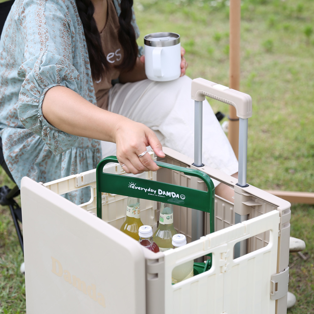 담다 쇼핑카트 아이보리 폴딩카트 바퀴달린시장바구니 접이식 장바구니캐리어 마트 손수레