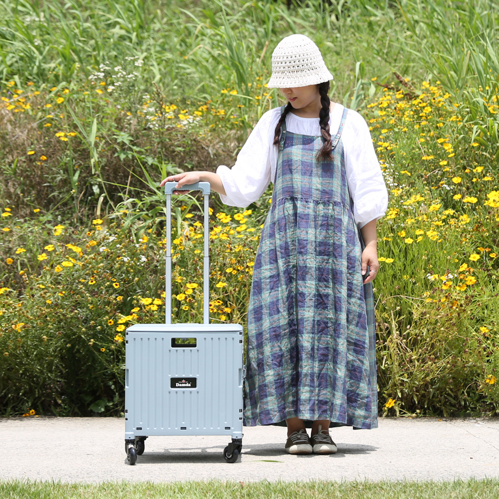 담다 쇼핑카트 아이보리 폴딩카트 바퀴달린시장바구니 접이식 장바구니캐리어 마트 손수레