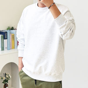 남자 오버핏맨투맨 무지 쭈리 빅사이즈 두꺼운 티셔츠 착용 후기 | 사이즈/핏 총정리 - 상품 이미지 3