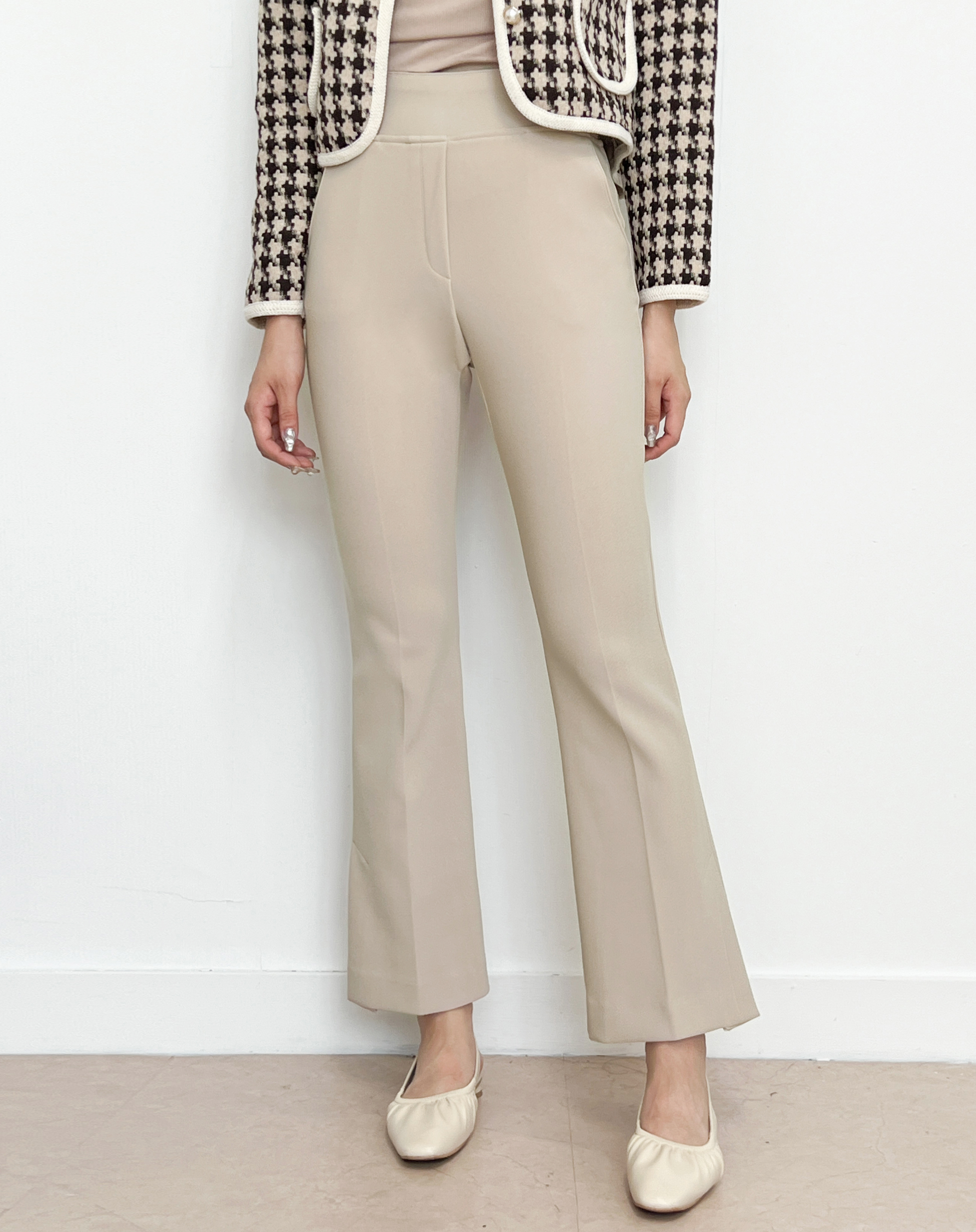 [리즈매직] ver.2 시론티 슬림핏 하이웨스트 빅밴딩 슬릿 부츠컷 슬랙스 팬츠 - 상품 이미지