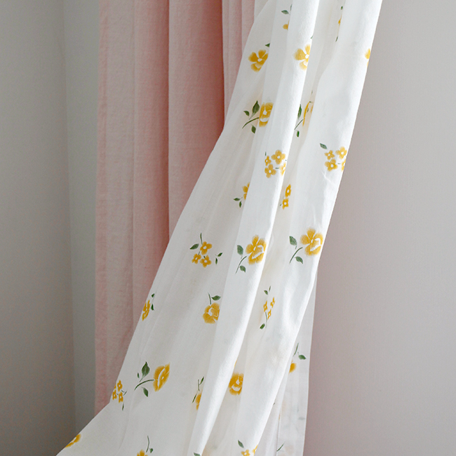 바이아미 데이지 플라워 꽃무늬 아사 여름 카페커튼