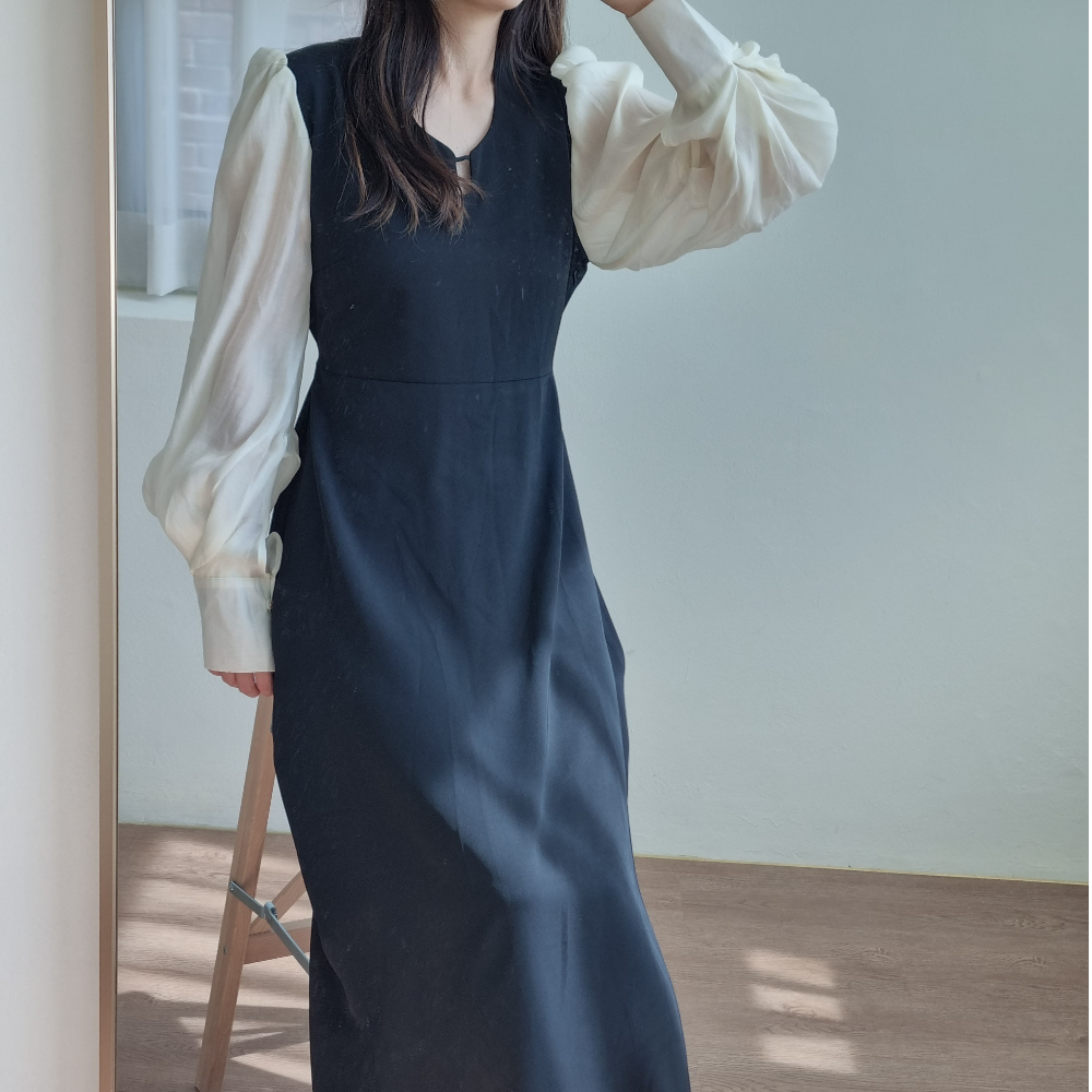 포니크랑 가을하객룩 돌잔치원피스 상견례원피스 정장원피스 2color 이미지 3