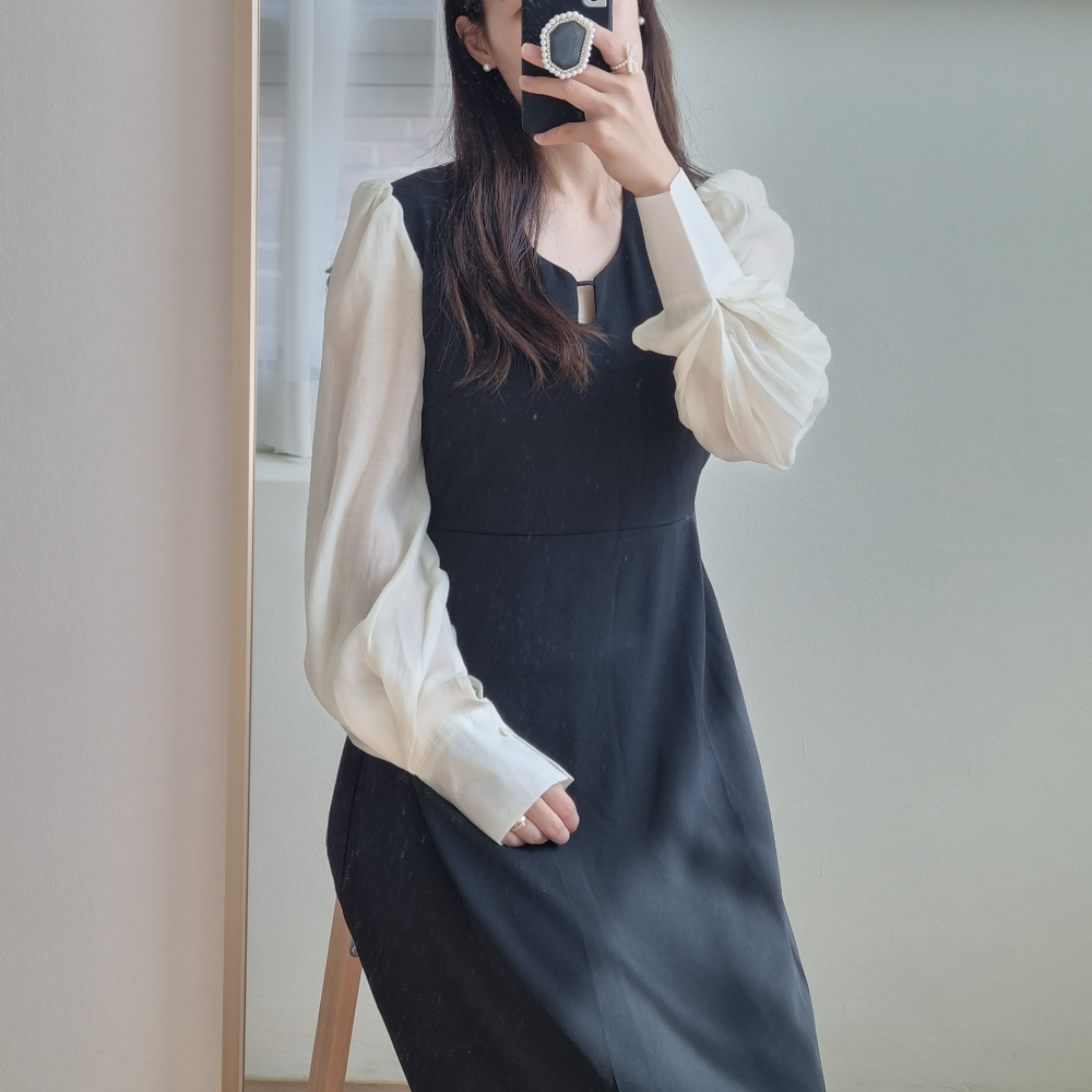 포니크랑 가을하객룩 돌잔치원피스 상견례원피스 정장원피스 2color 이미지 2