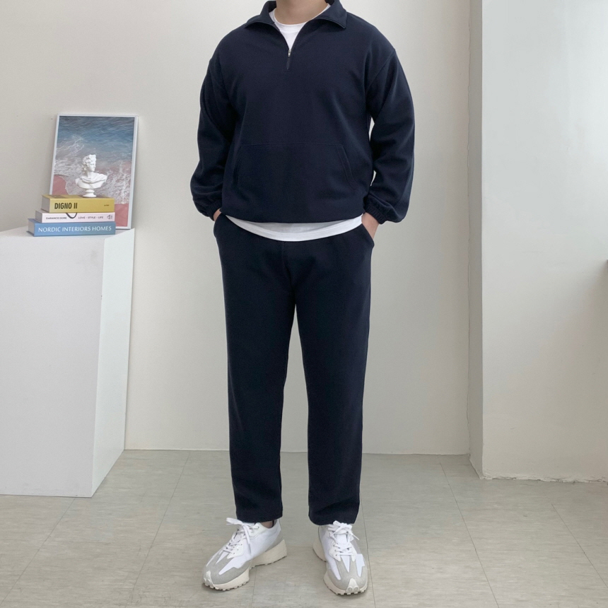 하프집업맨투맨 오버핏 남자반집업맨투맨 이미지 3