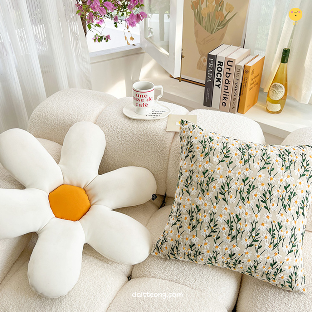 달떵 예쁜 데이지 플라워 쿠션 거실 쇼파 인테리어 귀여운 북유럽 침대 꽃 포인트 인형