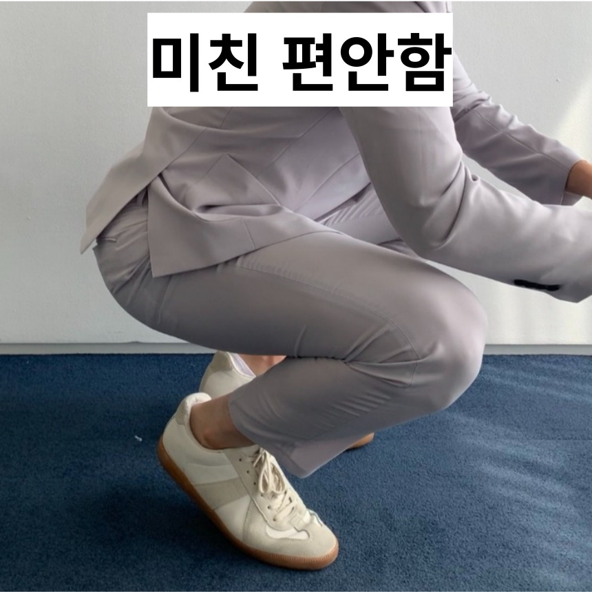 베이지셋업 베이지정장 블랙수트 이미지 3