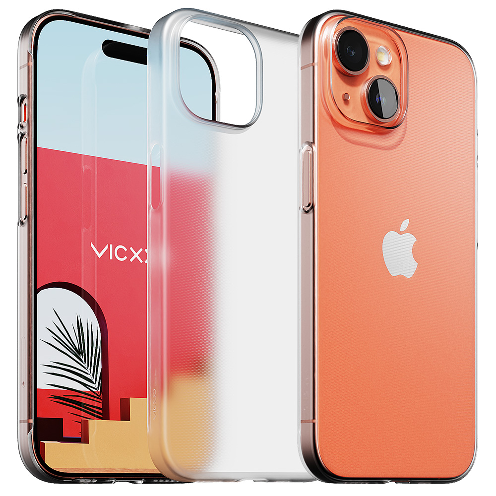 빅쏘 초슬림 변색없는 클리어 케이스 매트 투명, 아이폰15 플러스 - 상품 이미지