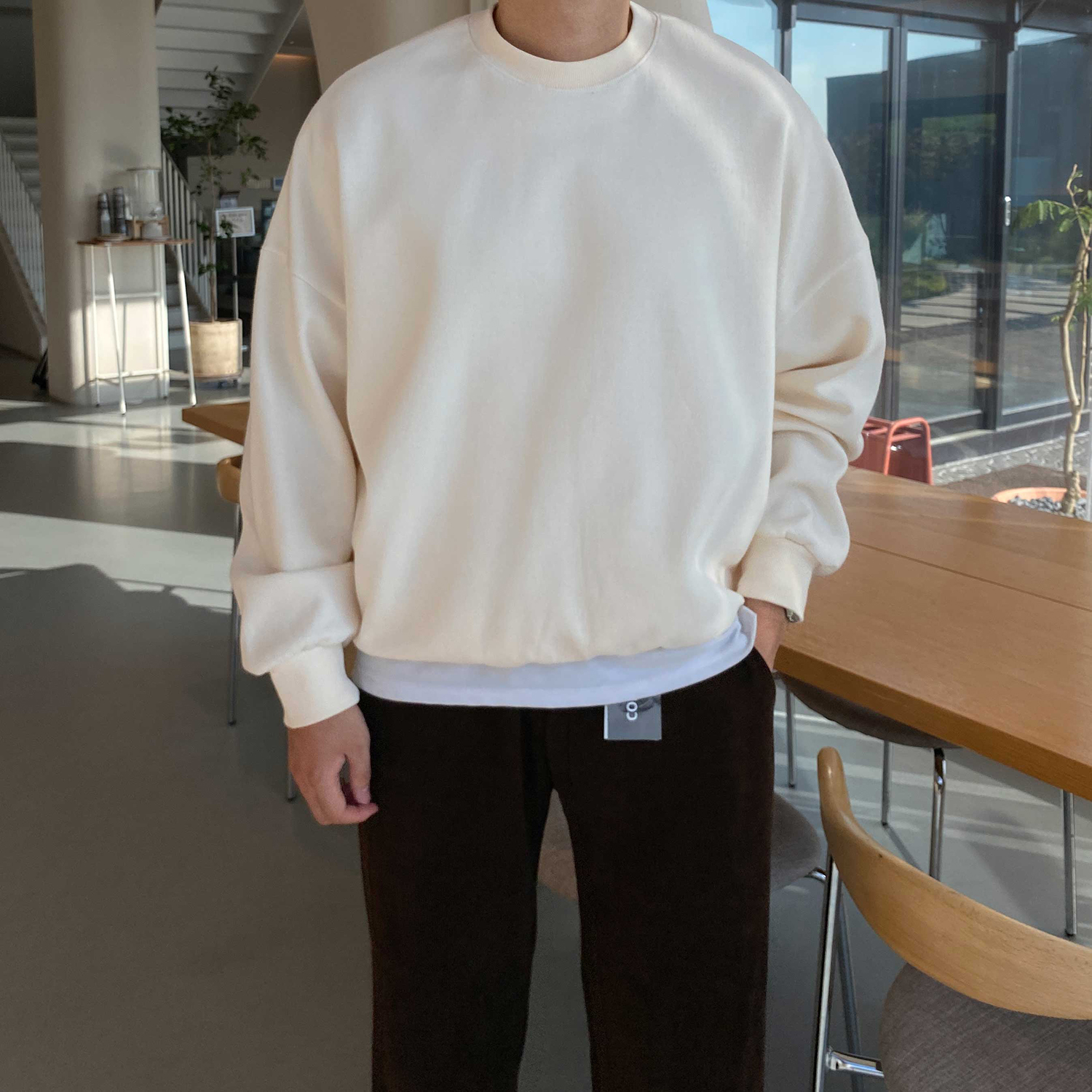 헤비웨이트 머슬핏맨투맨 이중지맨투맨 어깨넓어보이는옷 - 상세 이미지 3