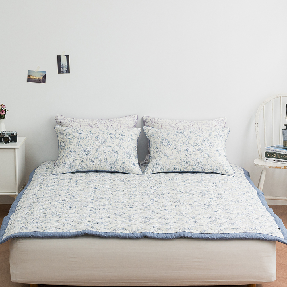 광목 순면패드 플라워패턴 슈퍼싱글 퀸 킹 라지킹 침대패드