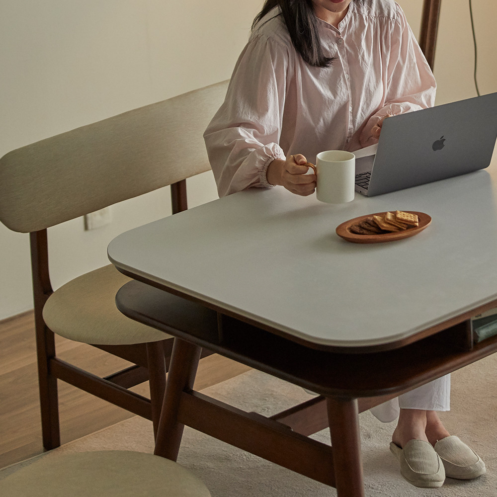 데이지 양면 원목 세라믹식탁 수납 직사각형 테이블 6인용 스퀘어 화이트 그레이 1800