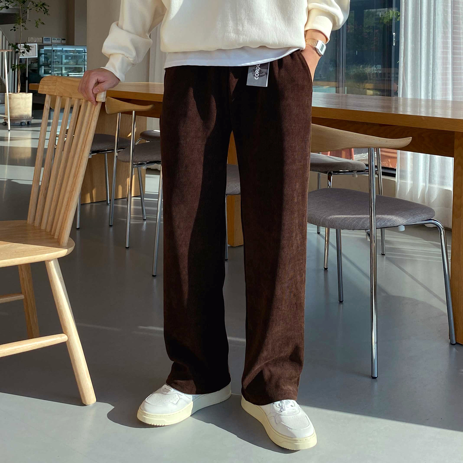 남자골덴와이드팬츠 남자코듀로이바지 통큰바지 - 상품 이미지