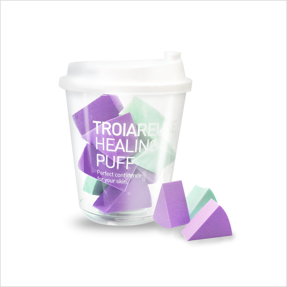 트로이아르케 힐링퍼프 에스테틱샵 관리실 메이크업샵 여배우 셀럽퍼프 밀착퍼프 밀착력 좋은 조각퍼프 10개입