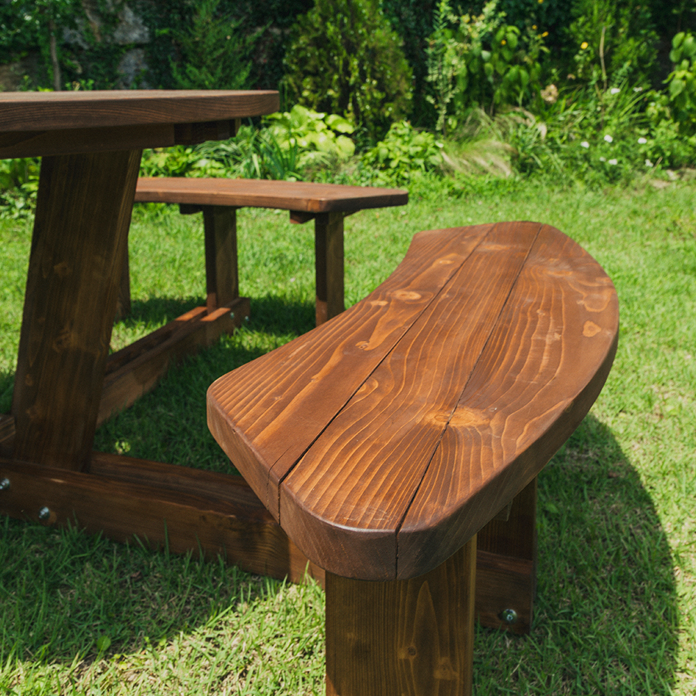 야외테이블세트 정원카페 편의점테라스 야외용테이블 원형월넛색