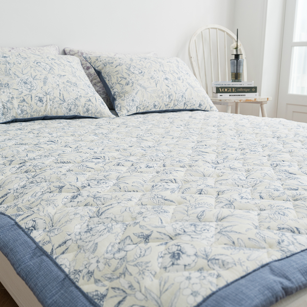 광목 순면패드 플라워패턴 슈퍼싱글 퀸 킹 라지킹 침대패드