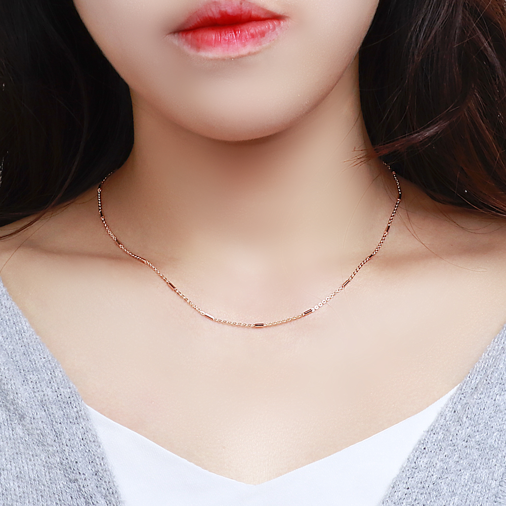 14k 18k 바 체인 줄 목걸이 투톤 콤비 스틱 이미지 7