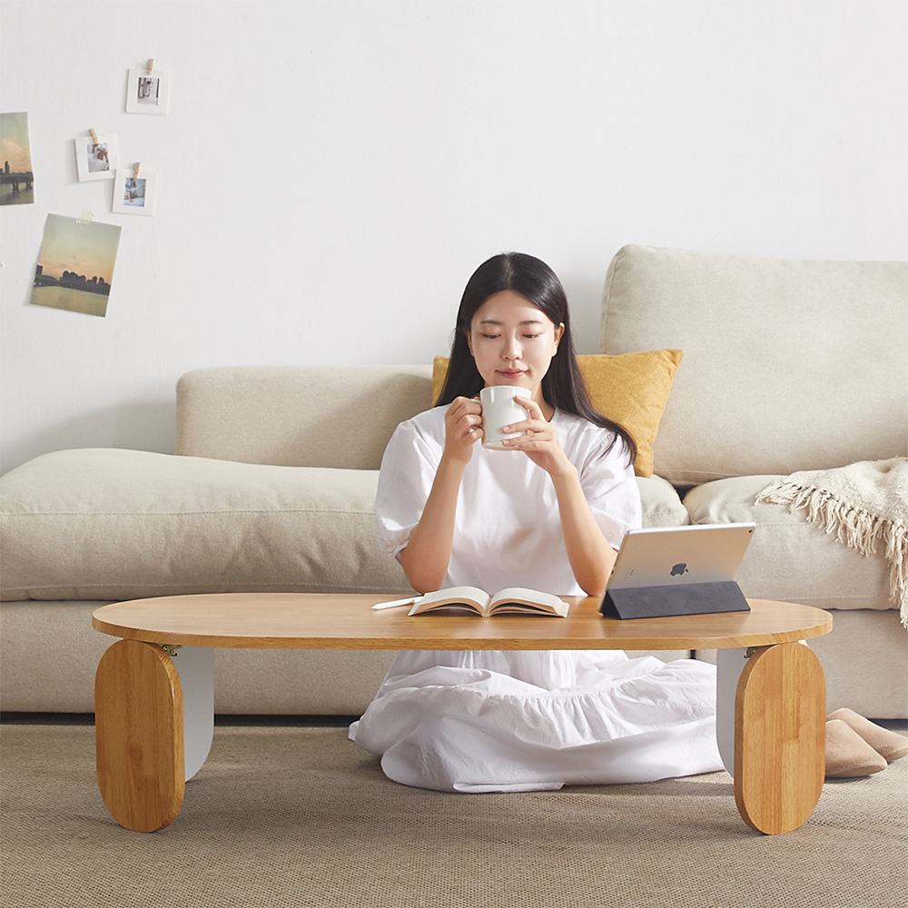 루이스 타원형 모듈 접이식 거실 좌식 소파테이블 1200