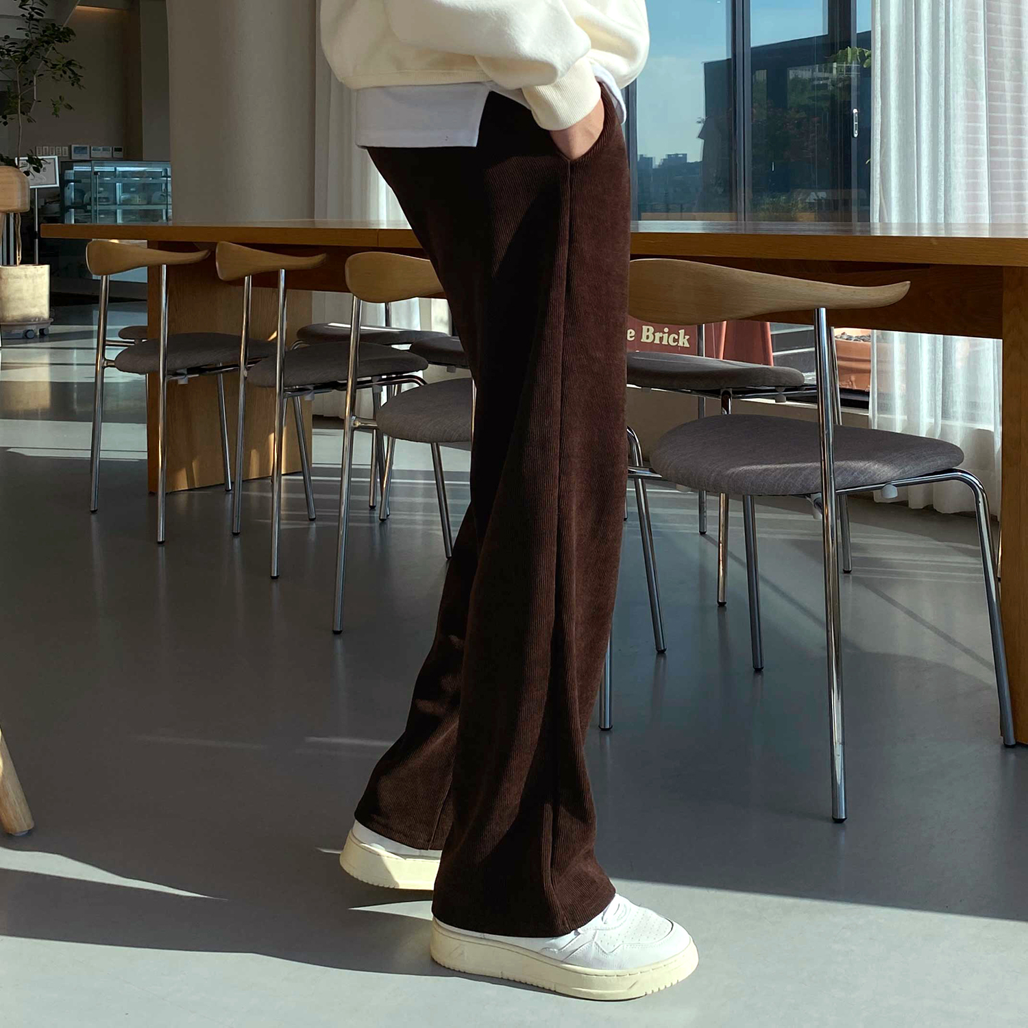 1+1 남자골덴와이드팬츠 남자코듀로이바지 통큰바지 - 상세 이미지 2