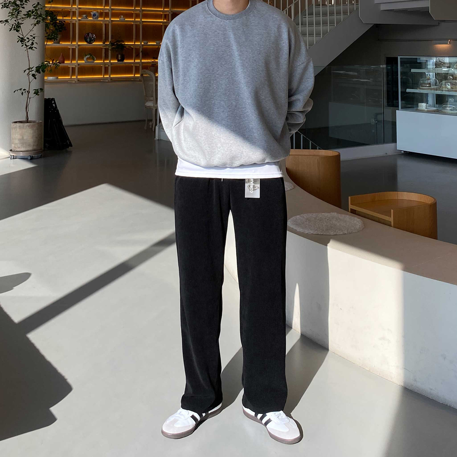1+1 남자골덴와이드팬츠 남자코듀로이바지 통큰바지 이미지 2