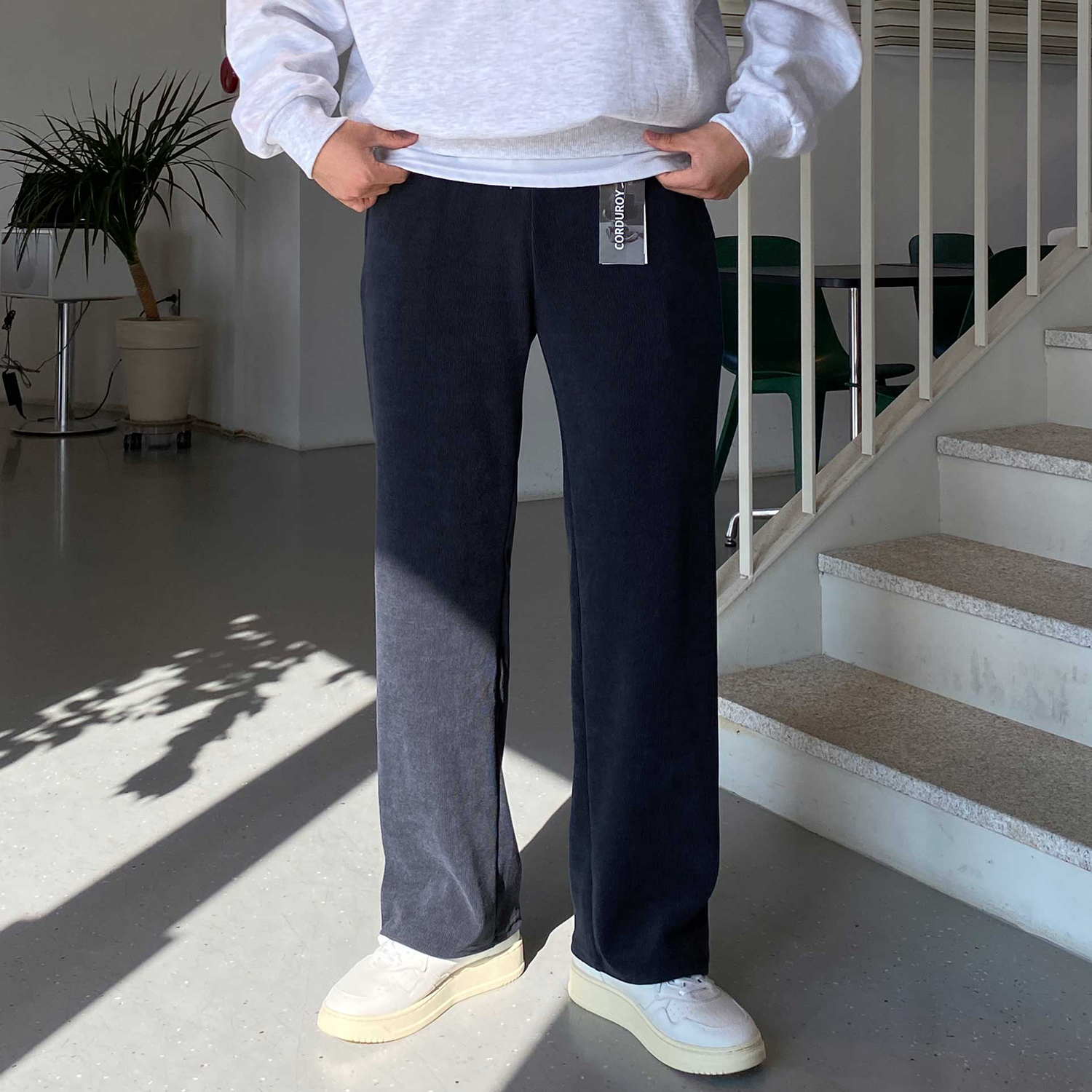 1+1 남자골덴와이드팬츠 남자코듀로이바지 통큰바지 - 상세 이미지 4