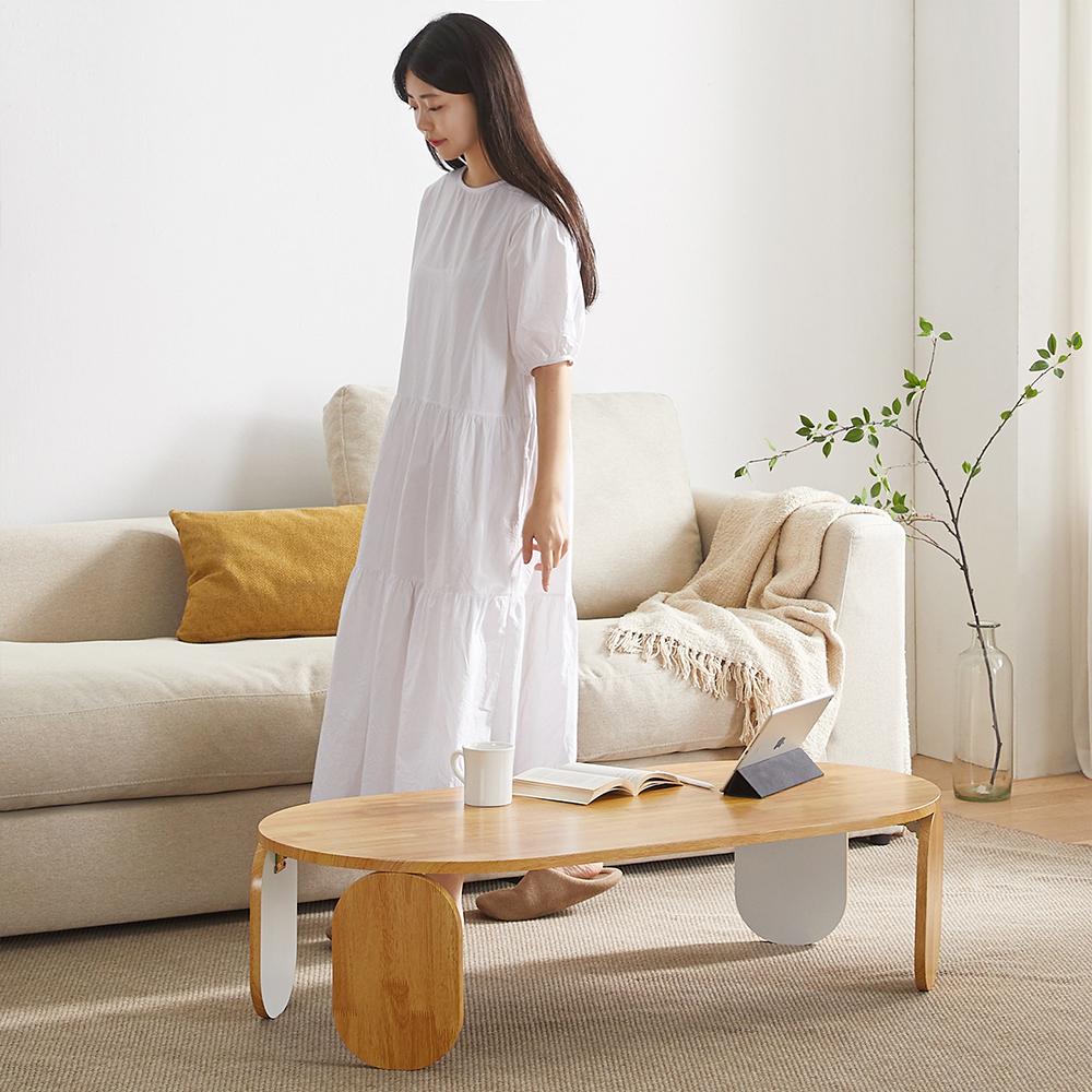 루이스 타원형 모듈 접이식 거실 좌식 소파테이블 1200