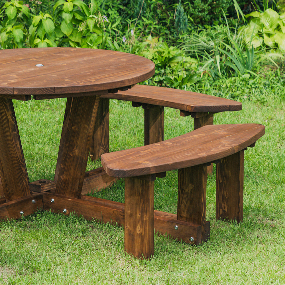 야외테이블세트 정원카페 편의점테라스 야외용테이블 원형월넛색