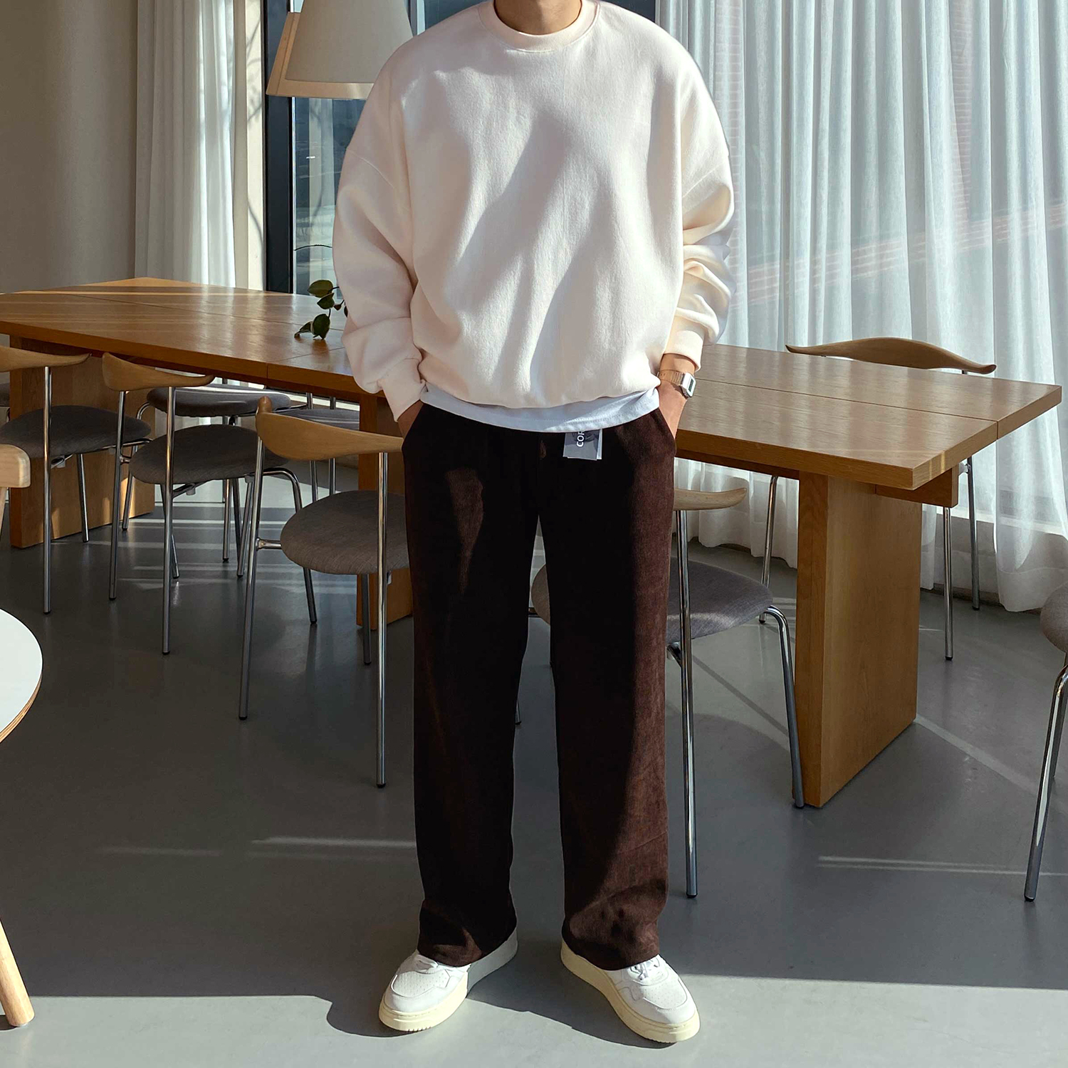 1+1 남자골덴와이드팬츠 남자코듀로이바지 통큰바지 - 상세 이미지 3