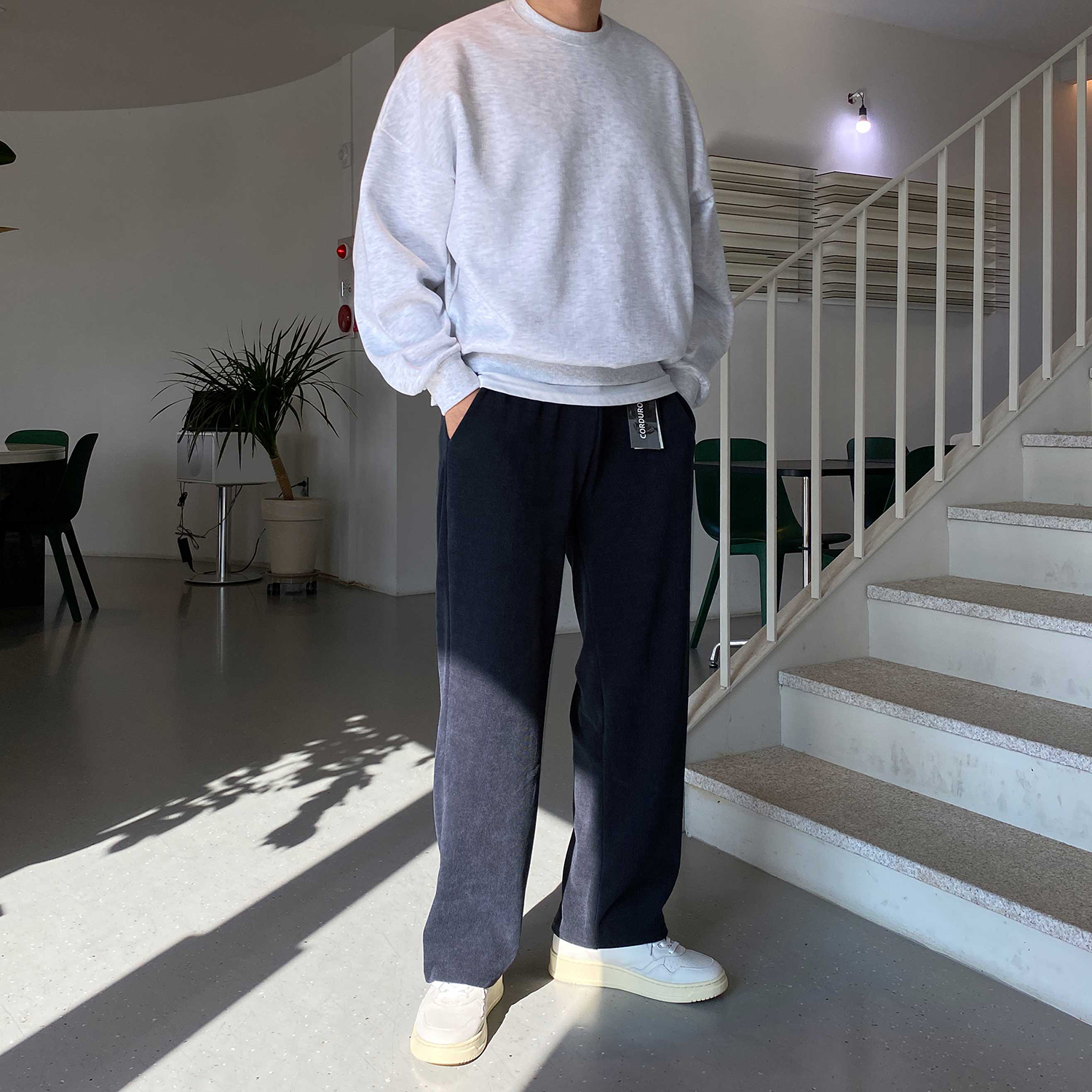 1+1 남자골덴와이드팬츠 남자코듀로이바지 통큰바지 - 상세 이미지 5