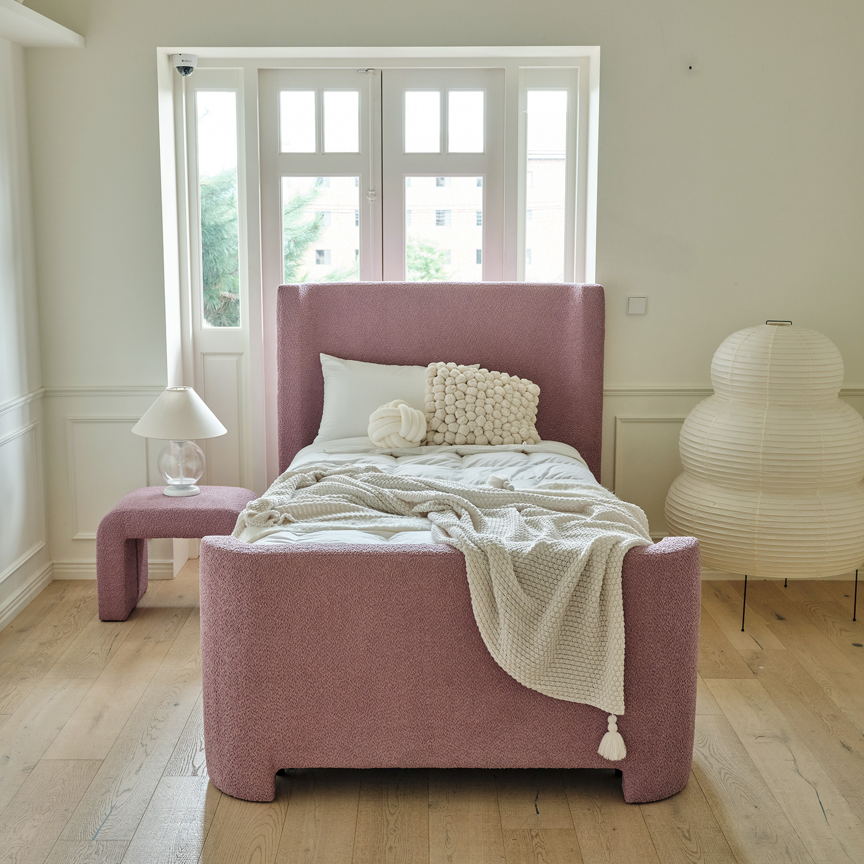 슬립퍼 커브 패브릭 침대 프레임 D/Q 퀸 사이즈 침대