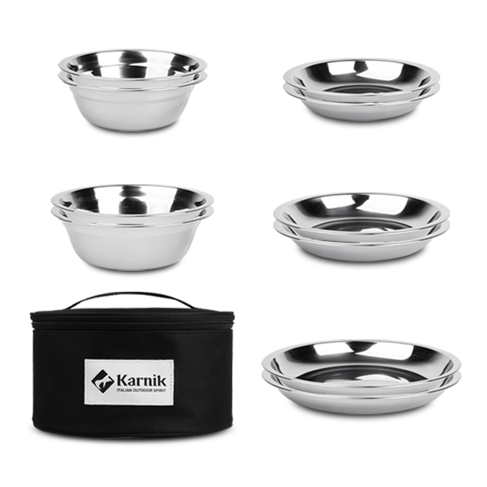 카르닉 캠핑 식기 세트 11p 스텐 캠핑용 접시 그릇 연마제 세척 소스볼