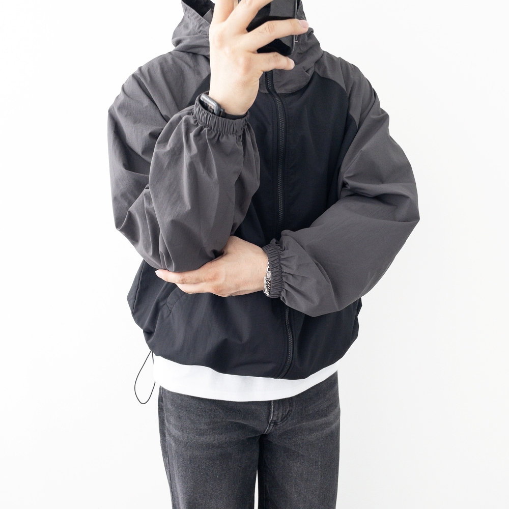 배색바람막이 남녀공용바람막이 윈드브레이커 이미지 3